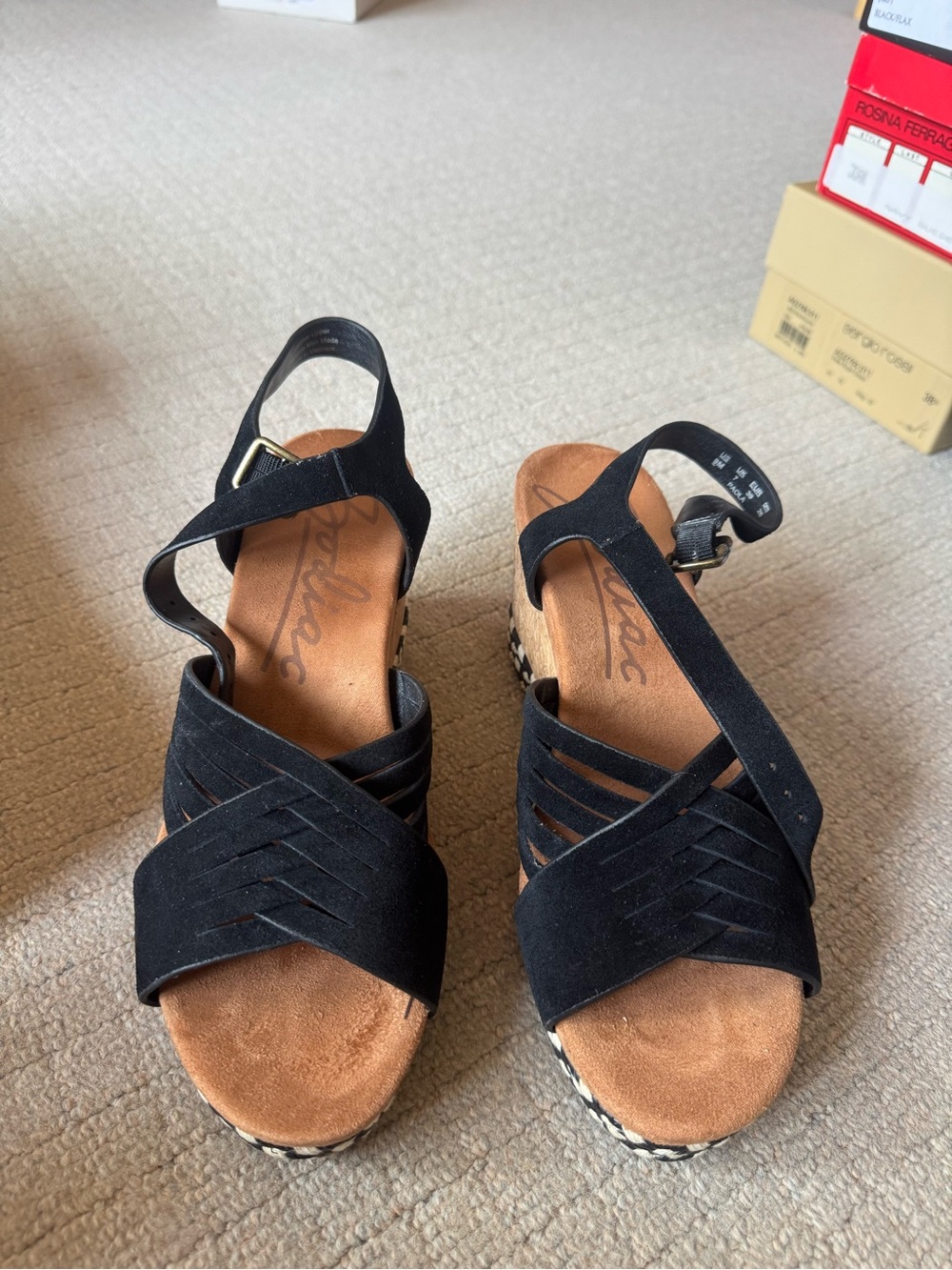 Zodiac Women's Paola Strappy Wedge Sandal – Black Suede size 9